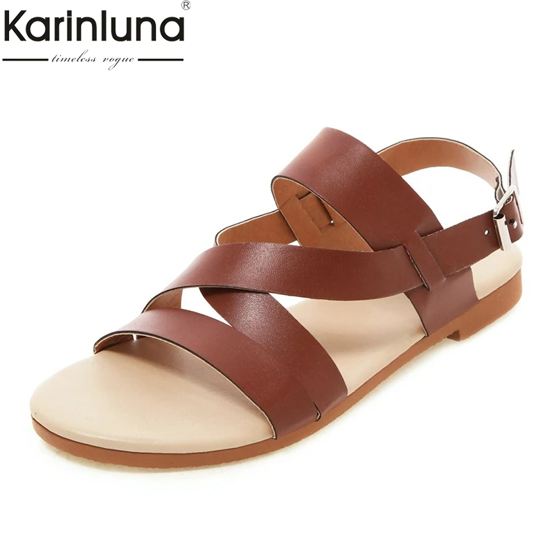 Karinluna/туфли-лодочки горячая Распродажа большие размеры 50 летний пляж, отпуск сандалии женская обувь женские летние босоножки для отдыха; сандалии-гладиаторы; женская обувь