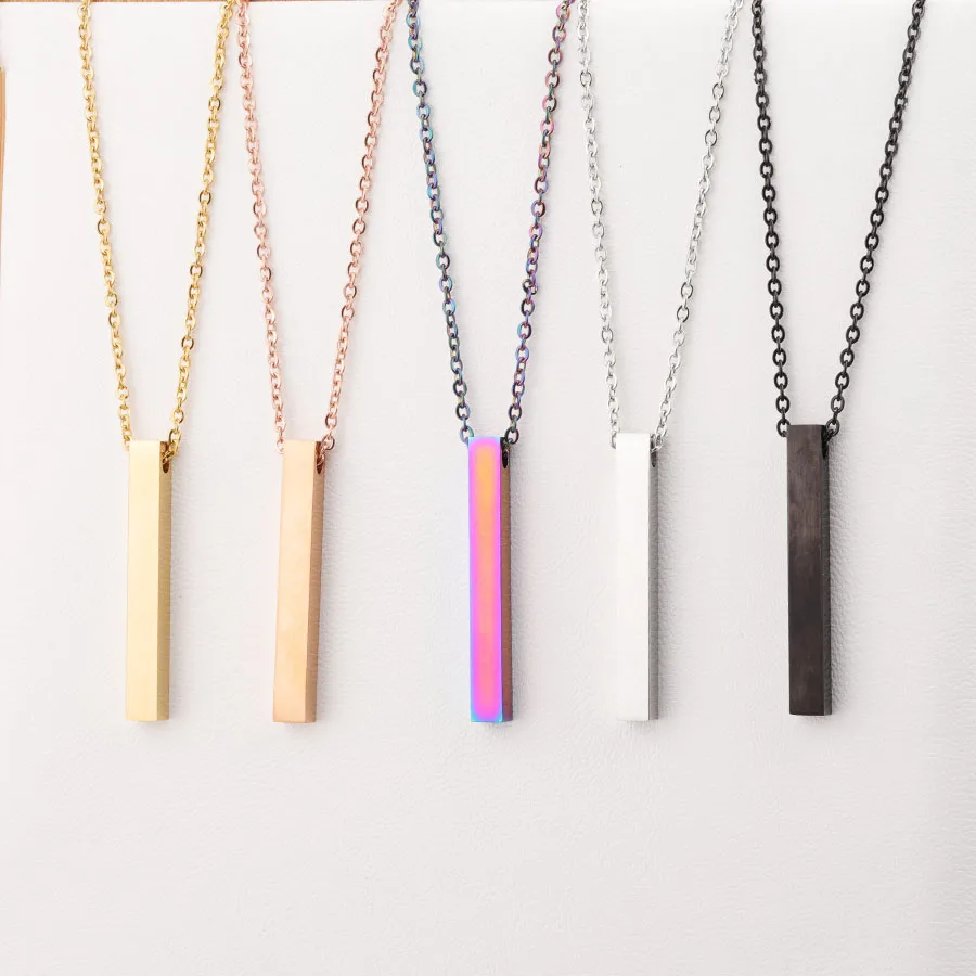 

Fnixtar Mirror Polished Stainless Steel Geometric Square Vertical Long Bar Necklaces Pendants DIY Customize Necklace 5Piece/lot