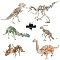 3D Деревянный пазл динозавр модель креативные головоломки игры Обучение Обучающие хобби игрушки подарок для детей дети взрослые