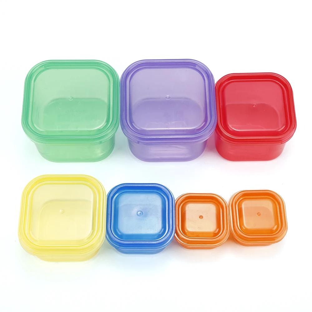 Image 7Pcs different sizes colorful Plastic Storage Box Kitchen Fresh Separator Box Lunch Microwave Refrigerator Kitchen box