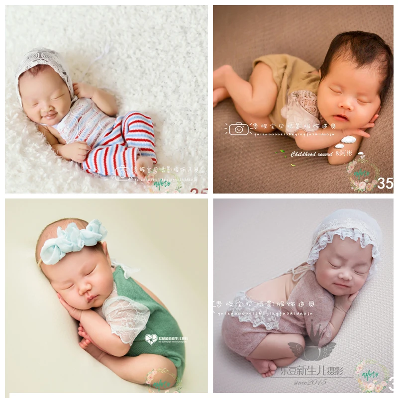 

Baby Photography Props Lace Romper + Hat Bebe Fotografia Infant Outfit Overall Toddler Photo accessories photograph for studio