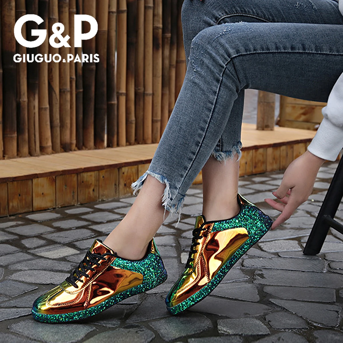 Para mujeres Damas Brillo Brillante Plano Sin Cordones Casual Zapatillas Zapatos Talla 5
