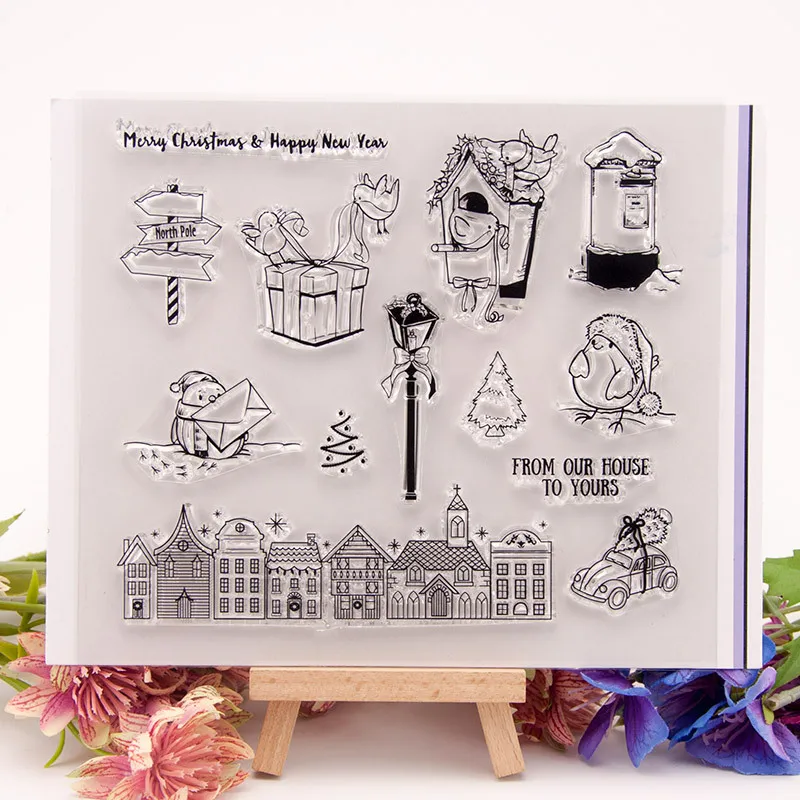 

New Vintage House Rubber Stamps Christmas Trees Transparent Silicone Clear Stamps For Scrapbooking DIY Photo Albums Craft Decor