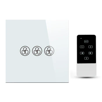 

Zemismart Sm rt Home UK Type Wireless Remote control touch fan speed switch Crystal glass panel with blue Led indicator RF433
