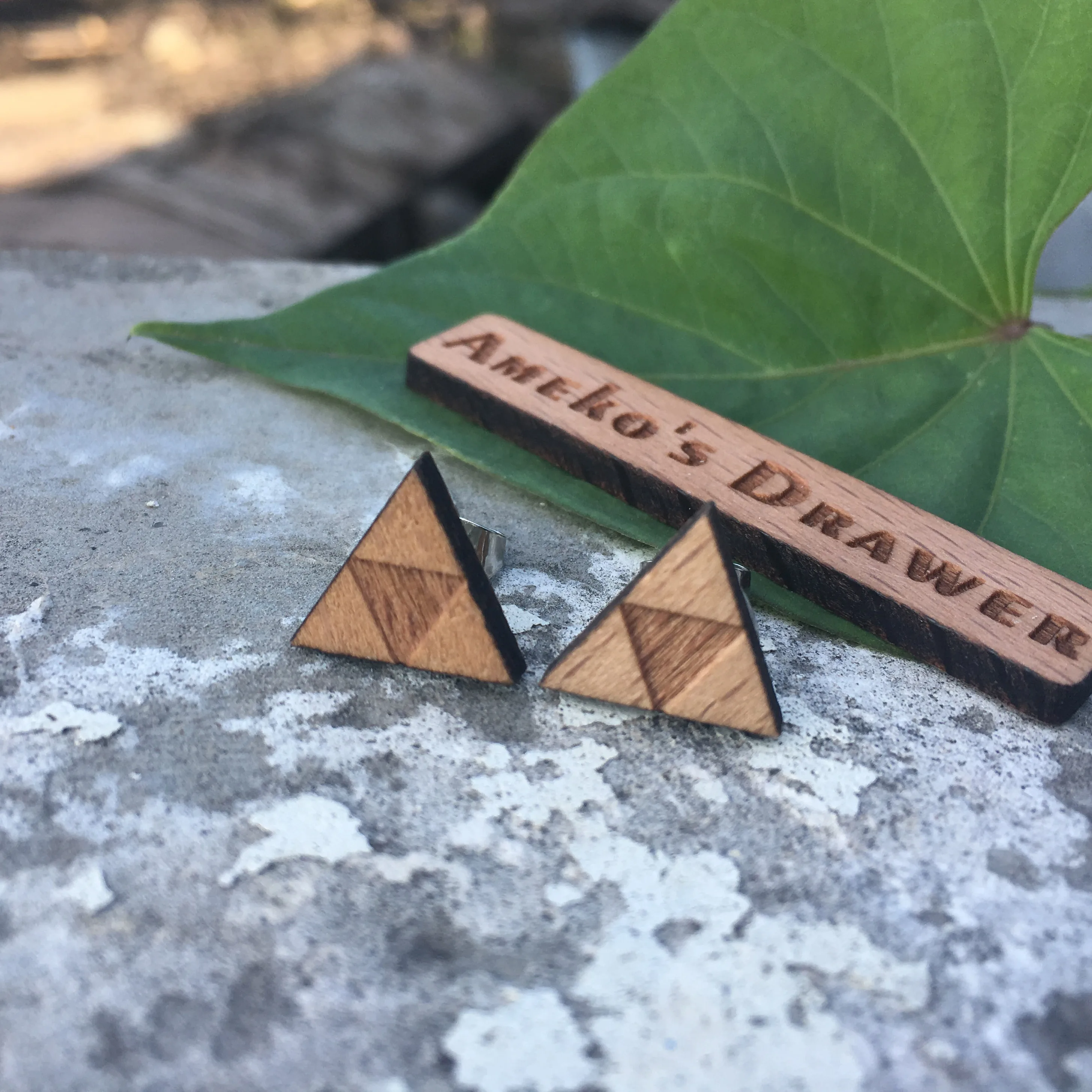 

Link Triforce Wooden Earring Laser Cut Supplies Multi Triangle Earrings Solid Wood Handmade Triangle Shape Stud X 10 Pairs