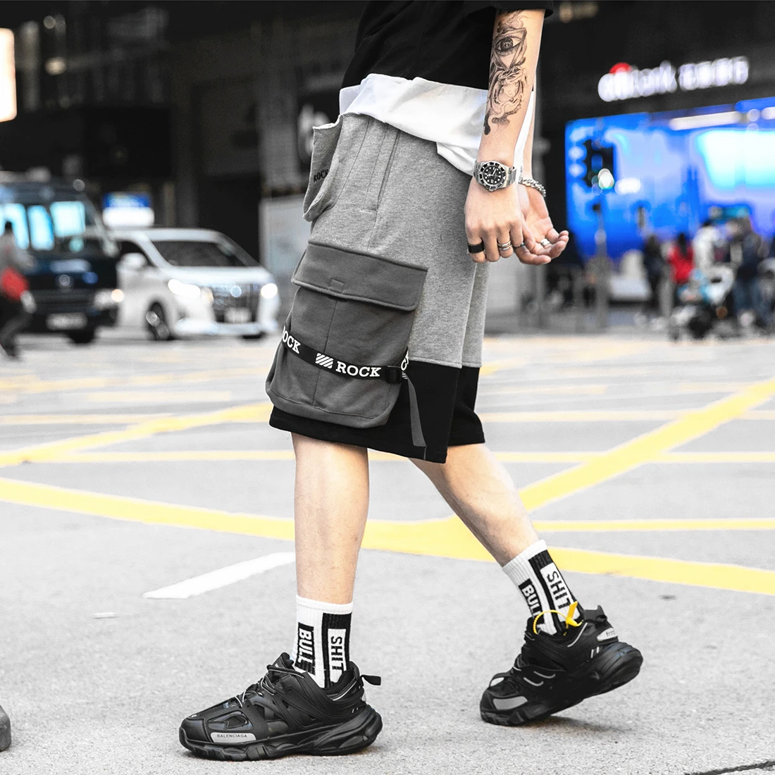 AELFRIC карго шорты мужские хип хоп летние с буквенным принтом карманы модные повседневные мужские до колен мужские короткие штаны для уличного бега