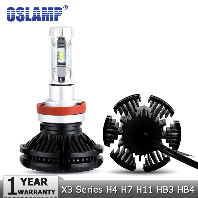 

Oslamp X3 Series 50W H4 LED Car Headlight Bulbs 6000lm H7 Auto Headlamp H11 LED Car Bulb 12V 3000K/6500K/8000K 9005/HB3 9006/HB4