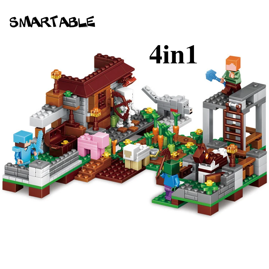 

Smartable building blocks of my worlds minecrafted 4in1 steve zombie skeleton Alex figures brick Model toys LR-761