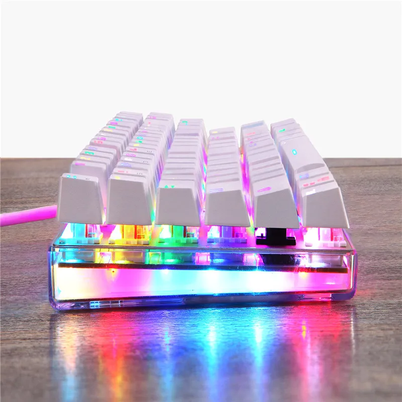 Motospeed K87S ABS USB2.0 Wired Mechanical Keyboard with RGB Backlight Blue Switch for Computer Gaming and Tying White 1.8mCable