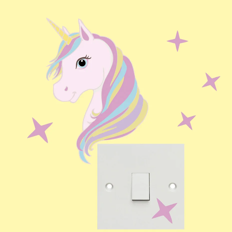 Unicorn & Stars Light Switch Decals Novelty Removable  High Quality Car Body Wall Sticker For Children Room Funny Decoration (3)