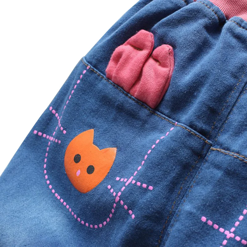 Cute Jeans For Girls Rabbit Print Jeans Pants Cotton Thin Denim Trousers Autumn Children Pants Casual Blue Jeans Girls Clothing (12)
