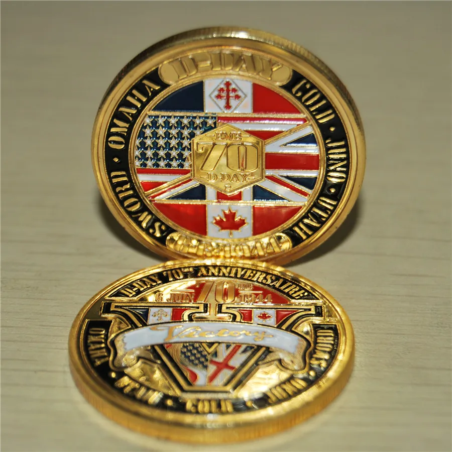 

D-Day 70 ANNIVERSAIRE Gold Plated coin, Canadian souvenir for collection Canada Victory commemorative coins