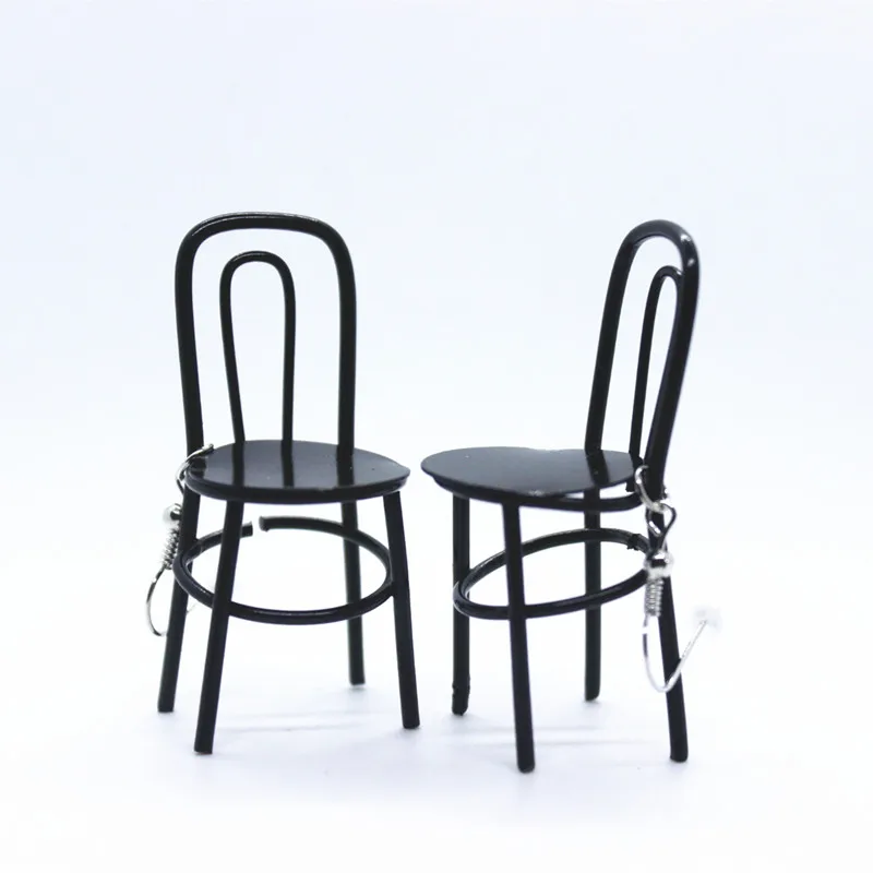 Смешное Преувеличение мини-стул серьги женские креативные ручной работы DIY рождественские ювелирные изделия Выпускные вечерние аксессуары - Metal Color: Black