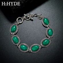 H:HYDE Vintage Tibetan Silver Green Natural Turquoises Stone Bracelet Homme Femme Charms Beads Bracelets Women Jewelry H:HYDE Vintage Tibetan Silver Green Natural Turquoises Stone Bracelet Homme Femme Charms Beads Bracelets Women Jewelry