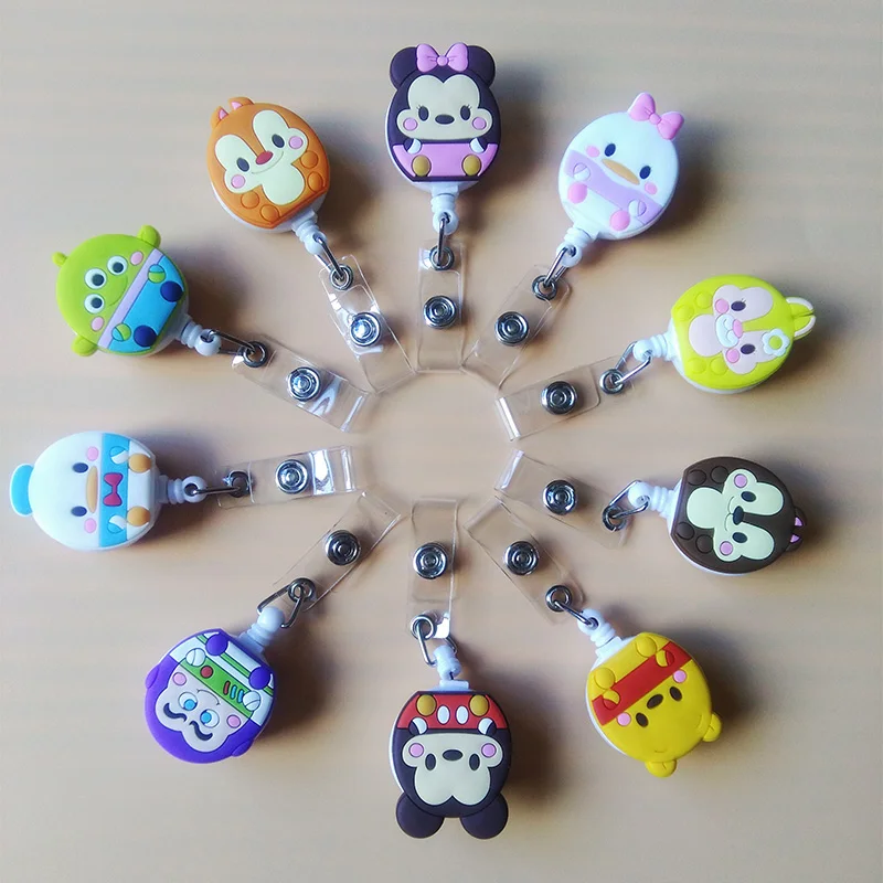 

10Pcs cartoon animals Retractable Badge Reel Bus card nurse ID Name Card High quality silicone Badge Holder 2017 Office Supplies