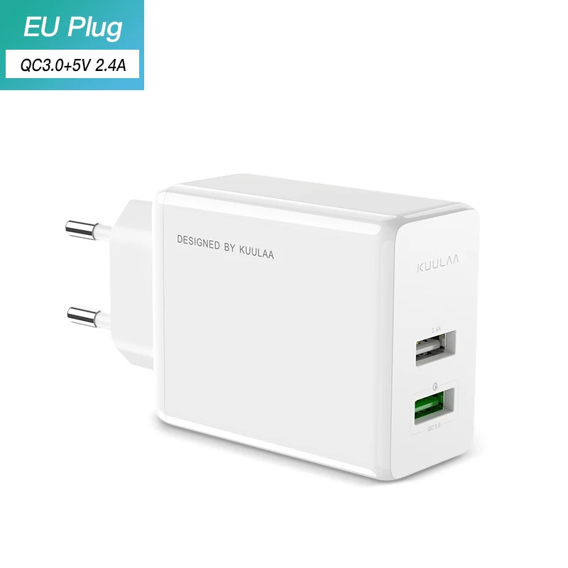 KUULAA Quick Charge 3,0 USB зарядное устройство 30 Вт QC3.0 PD Быстрая зарядка 2 USB разъем зарядное устройство для мобильного телефона для iPhone samsung Xiaomi huawei - Тип штекера: White QC 2.4