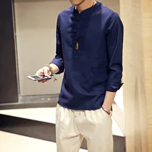 2017 Rushed Hot Sale Linen Full Casual Shirts Solid Autumn Wind, Chinese Flax Male Size Pure Shirt Mens Casual Slim Collar Wind