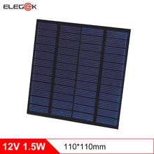 ELEGEEK Polycrystalline PET 12V 1.5W Solar Panel Cell 125mA Solar Panel 12V for DIY Test and Education 110*110mm
