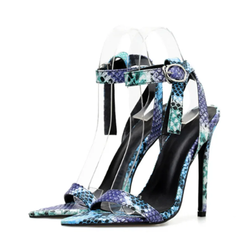 

Super High Heels Crocodile Printed Metal Thin Women Pumps Black White Pointed Toe Sexy Wedding Shoes Valentine Wedges