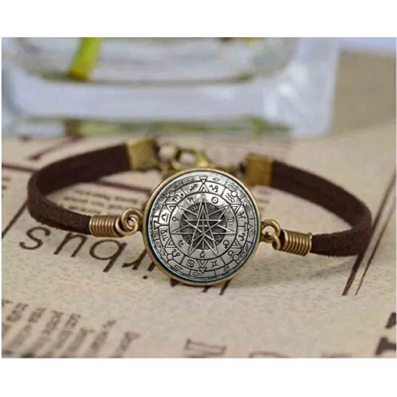 Стеклянный купол оптом зодиака Wicca браслет в виде пентаграммы Необычные