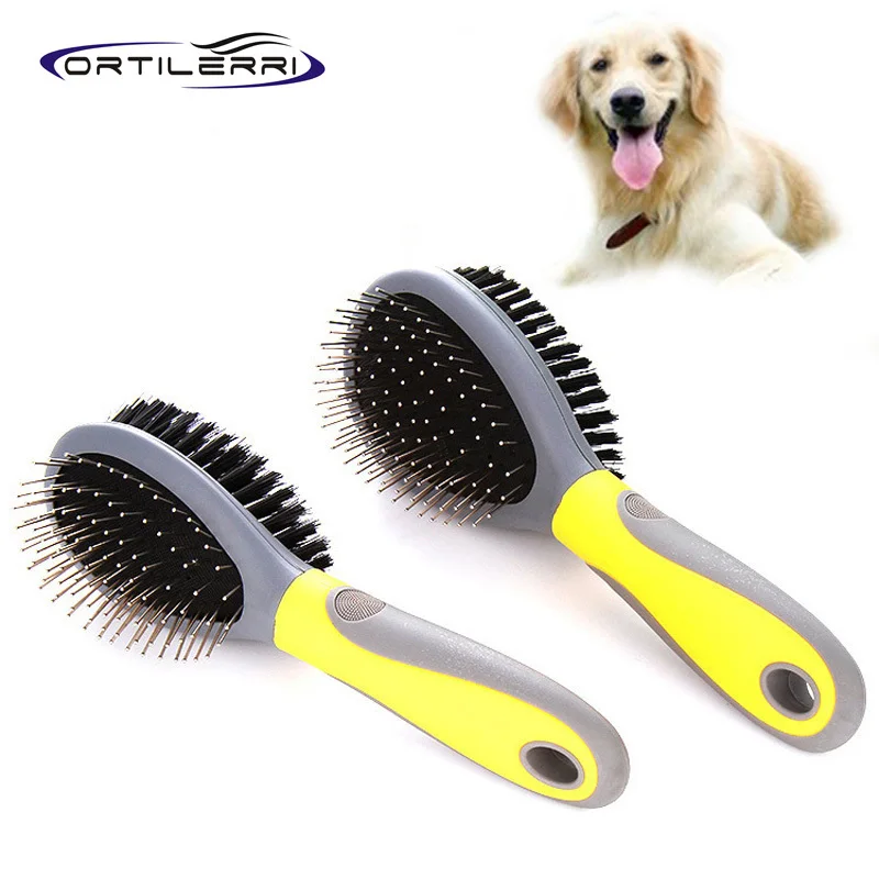 Ortilerri Pet Products Инновационная Резиновая Ручка двусторонний Гребень Массаж Расческа