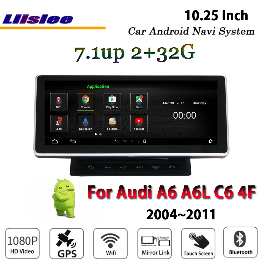 Sale Liislee Car Android 2G RAM 32ROM For Audi A6 A6L Q7 4F 2004~2011 Radio Video Carplay GPS Navi Map Navigation System Multimedia 1