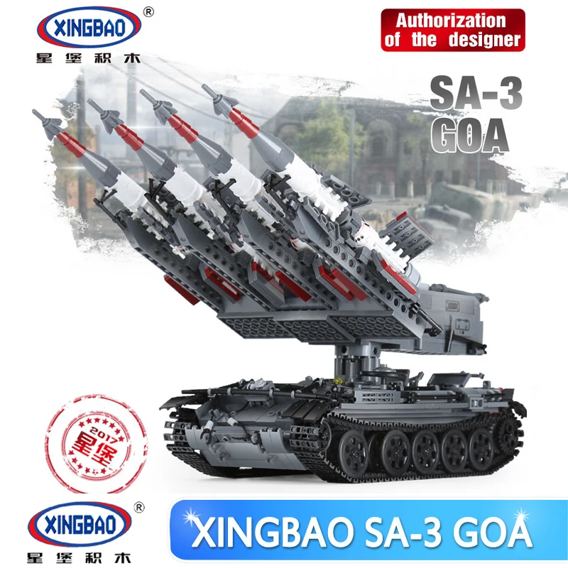 

Xingbao 06004 1753Pcs Military Series The SA-3 missile and T55 Tank Set Children Educational Building Blocks Bricks Toys Gifts