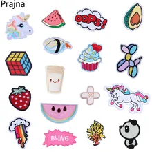 

Prajna OOPS Dog Patch Milk Unicorn Applique Embroidery Patch Stripes For Clothes Anime Cartoon Iron-on Patch Badge application