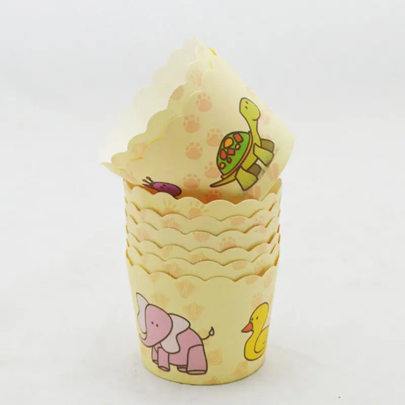 Маффин поднос для чашек Форма для торта мультфильм цветок животное кекс украшения Чехлы инструменты форма для порционной выпечки бумажная формочка коробка для торта - Цвет: Animals Print