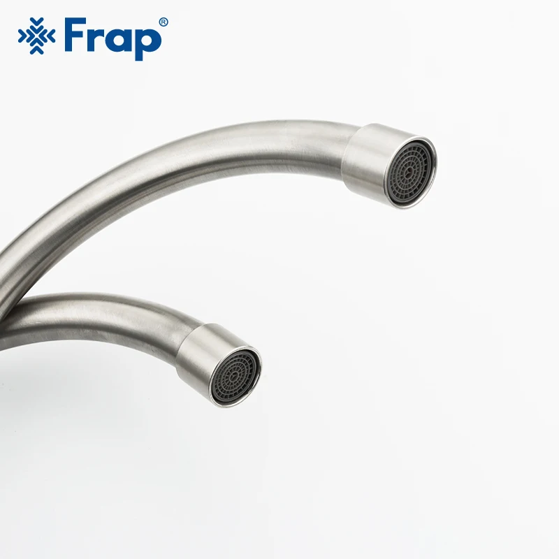Frap Kitchen Faucet 304 Stainless Steel single cold water universal tube double pipe outlet faucet sink wall out of the rotation Frap Kitchen Faucet 304 Stainless Steel single cold water universal tube double pipe outlet faucet sink wall out of the rotation