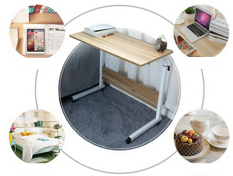 250301/Ленивый прикроватный стол для ноутбука/домашняя кровать с простым столом/складной мобильный маленький стол/переносной ПУ ролик