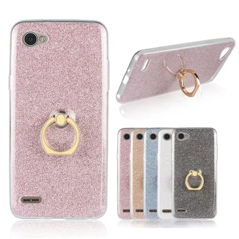 

Phone Case For LG G3 G4 G5 G6 V7 Q6 K10 2018 Glitter Bling Case Finger Ring Holder TPU Back Cover Capa for LG K 10 2018 cases