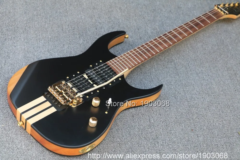Высокое качество 6 струн гитара ebony Top thru neck double tremolo электрическая с floyd rose