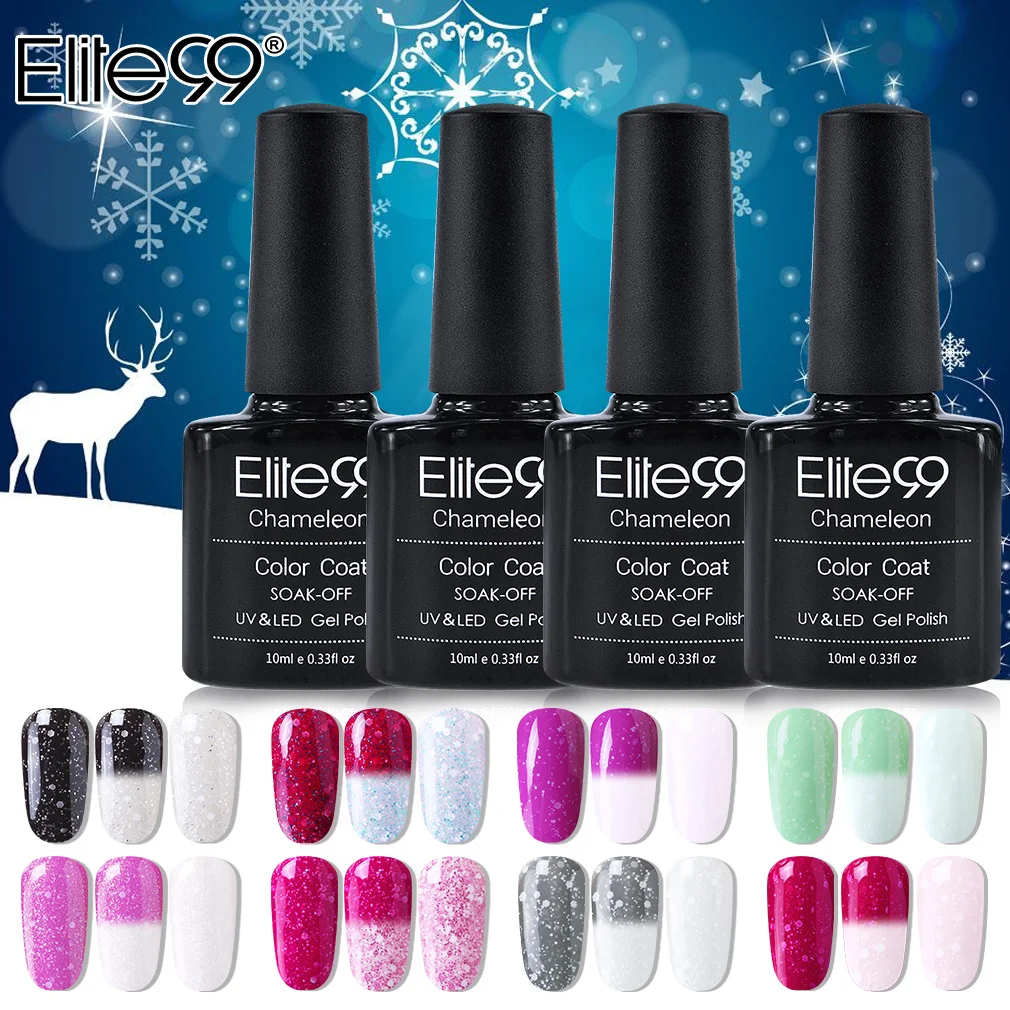 

Elite99 10ml Snowy Chameleon Gel 30 Colors Temperature Color Change Gel Polish Nail Art Gel Varnish Soak Off UV LED Nail Art Gel
