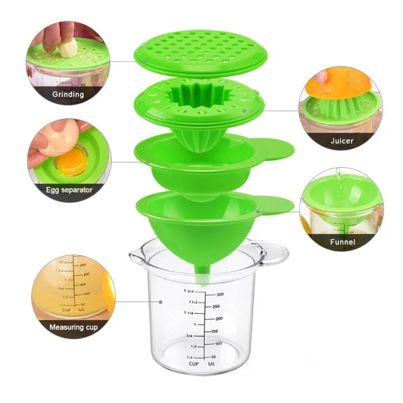 

Multifunctional Manual Baby Food Mill Grinding Bowl DIY Homemade Grinder Juicer Eggs Separator Funnel Measuring Cup Accessory