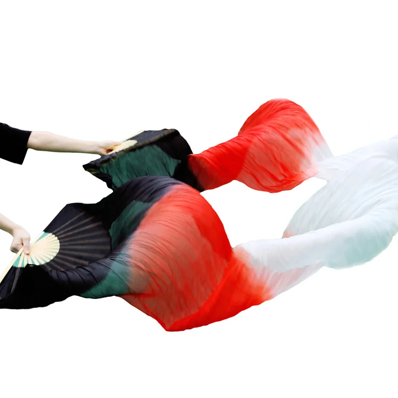 Stage Performance 100% Silk Belly Dance Fans Gradient Colour Dance Accessories Belly Dancing Silk Fans black + red + white Stage Performance 100% Silk Belly Dance Fans Gradient Colour Dance Accessories Belly Dancing Silk Fans black + red + white