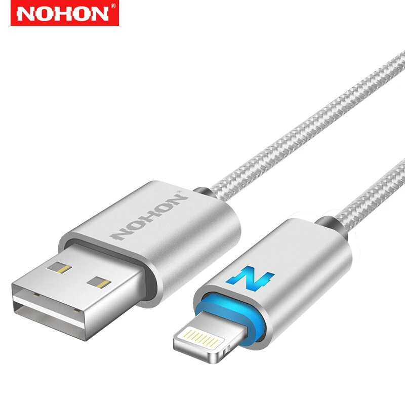 

NOHON 1m Smart Led Light Fast Charging USB Data Sync Charger Cable For iPhone 5S 6 6S 7 8 Plus X XR XS Max iPad 4 mini 2 3 Air 2
