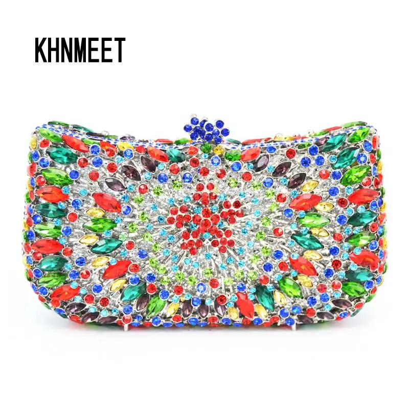 Buy Factory colorful evening clutch bags luxury bridal diamante party clutch