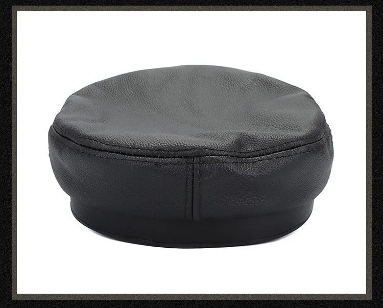 Hot new leather hat autumn and winter men and women leather cap flat top military cap student cap solid color two choice