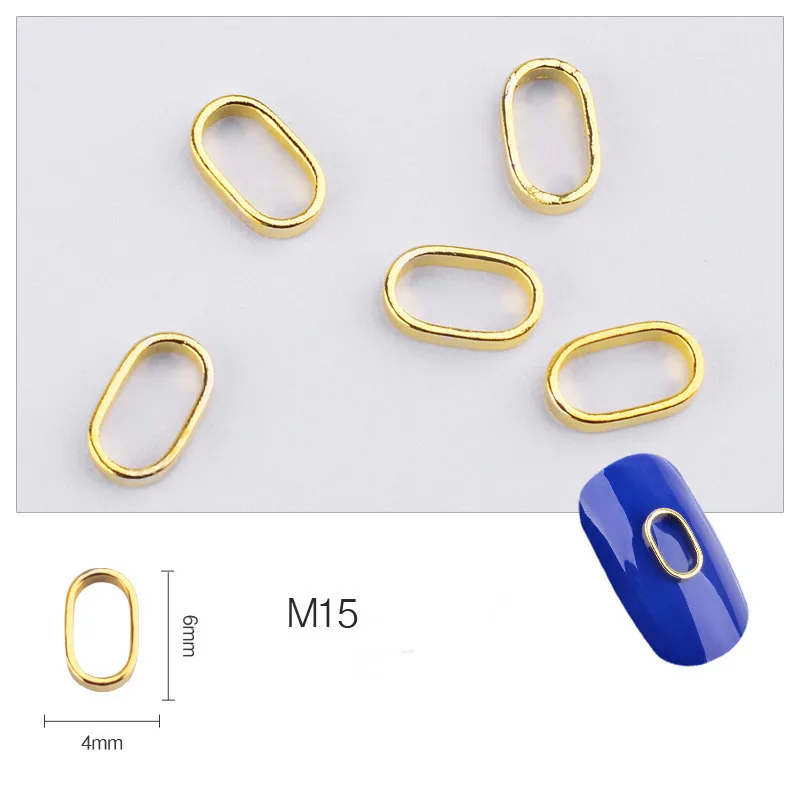 Высококачественная мода японский дизайн ногтей полая заклепка Геометрическая металлическая рамка кольцо arc сплав горный хрусталь DIY украшения для ногтей