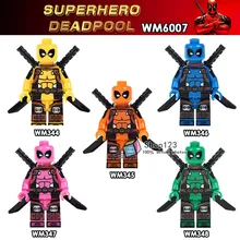 100 шт/партия зеленый розовый желтый синий оранжевый Дэдпул Супер Герои строительные блоки Обучающие игрушки для детей Подарочные игрушки WM6007