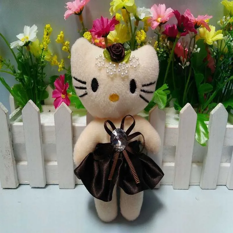 12cm plush kitty with dress diamond for gift (10)