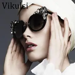 Модные элегантные солнцезащитные очки «кошачий глаз» со стразами женские брендовые дизайнерские роскошные черные розовые Солнцезащитные