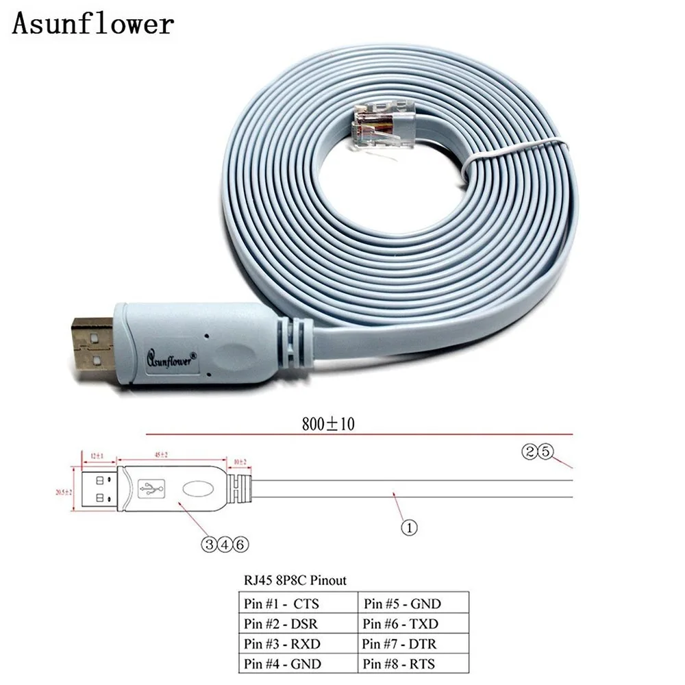 Asunflower Cisco Console 3.6 Meters Cable FTDI USB TO Extension RJ45 For Cisco H3C HP Arba Huawei Fortinet router цена Asunflower Cisco Console 3.6 Meters Cable FTDI USB TO Extension RJ45 For Cisco H3C HP Arba Huawei Fortinet router цены онлайн