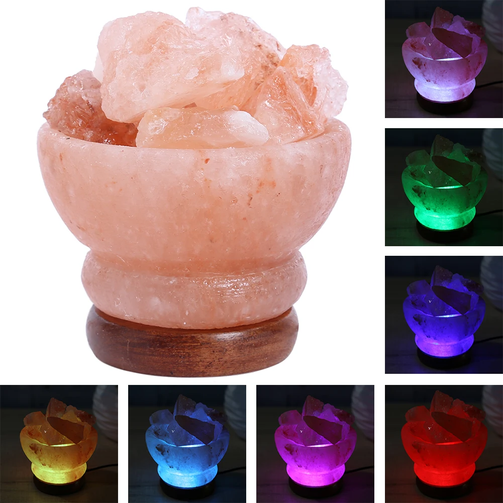 Cornucopia Shaped Salt Night Light Air Purifier Crystal Salt Lamp Table Desk Light Bedside Night Light For Home Bedroom Decor