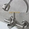 Wall Mounted Stream Sprayer Kitchen Faucet Single Handle Dual Holes SUS304 Stainless Steel Flexible Hose Kitchen Mixer Taps 6032 ► Photo 2/6