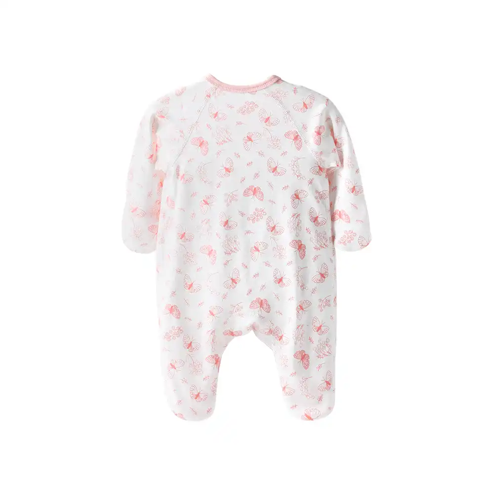 COBROO Baby Footed Sleeper with Mittens 100/% Cotton Allover Cloud Print Side-Belt Baby Pajamas 0-6 Months