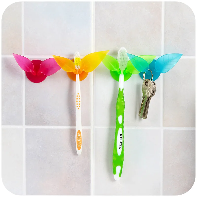 

2018 multifunctional toothbrush holder suction cup leaves shape creative and practical compact rack razor holder universal hook