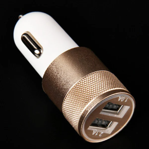 Двойной USB Автомобильное зарядное устройство для телефона Алюминий 2.1A Быстрая зарядка легкосплавные диски со светом Универсальные зарядные аксессуары все сотовые телефоны - Тип штекера: Универсальный