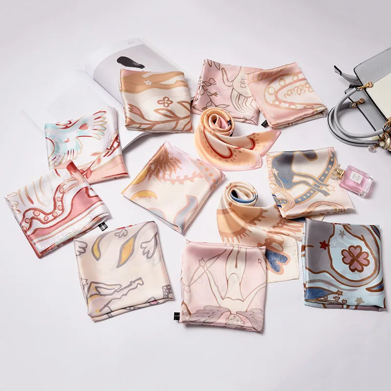 

2019 explosion models 12 constellation small scarf silky sunscreen light couple small scarf multi-function small scarf